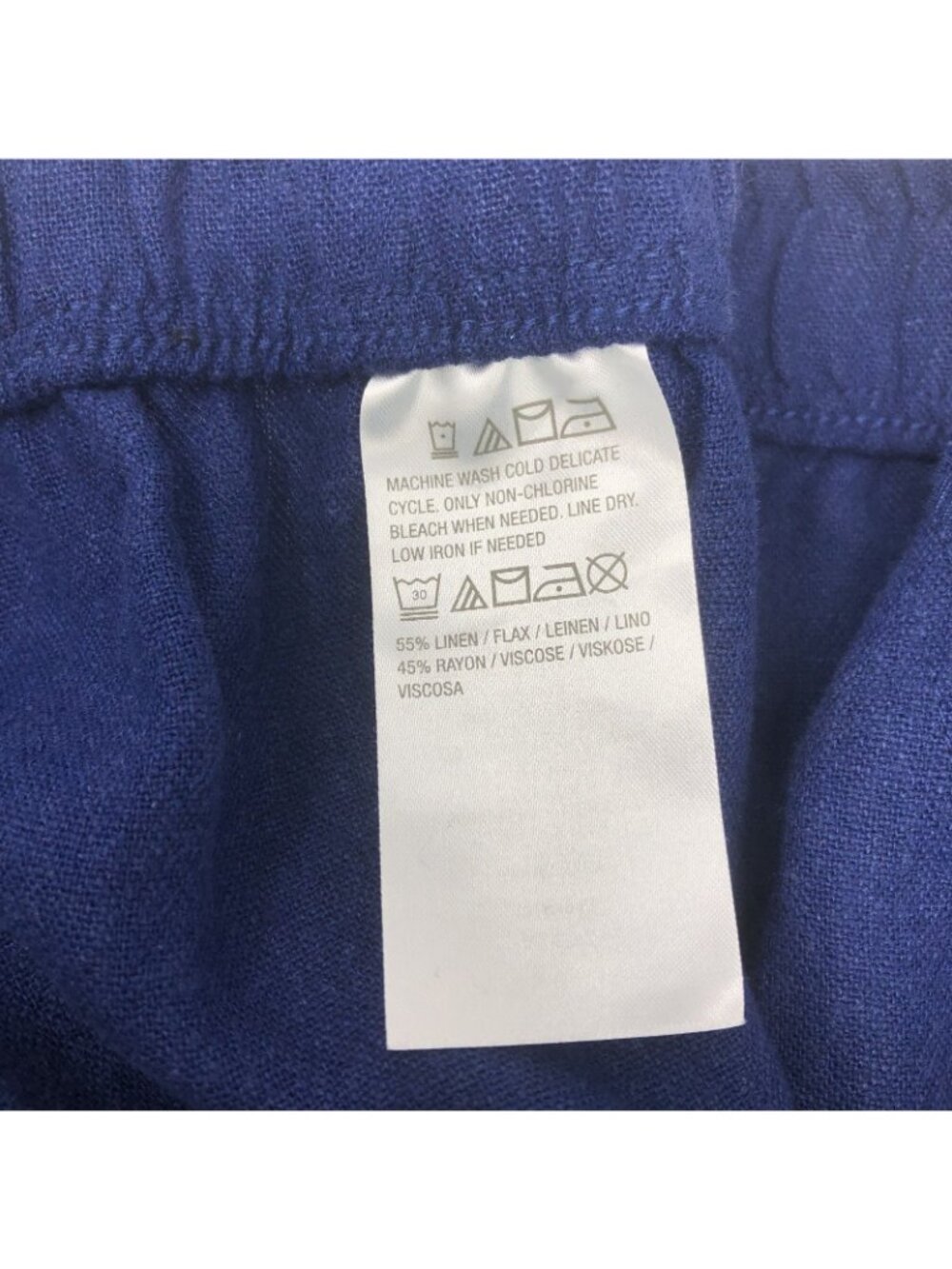 Susan Graver Pure Linen Blend Crop Pants Lace Inset Plus Size 2X Navy - Picture 6 of 7